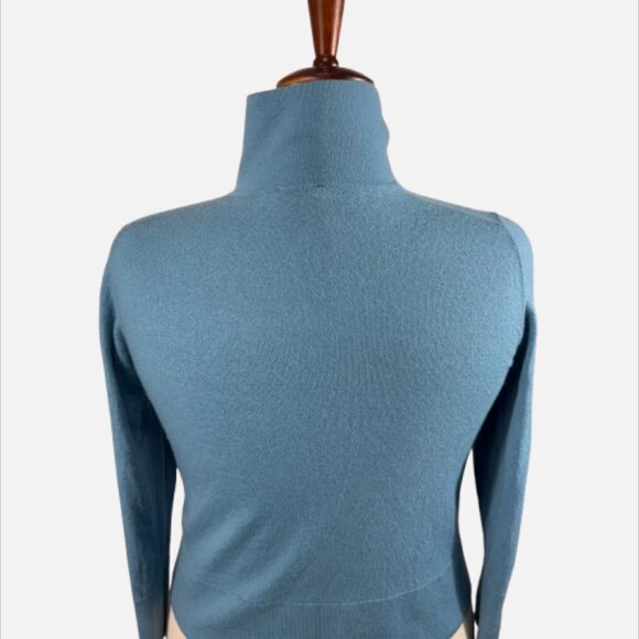 Talbots 100% Merino Wool Polo Sweater Top Blue Classic Long Sleeve (Size L) - Picture 5 of 8